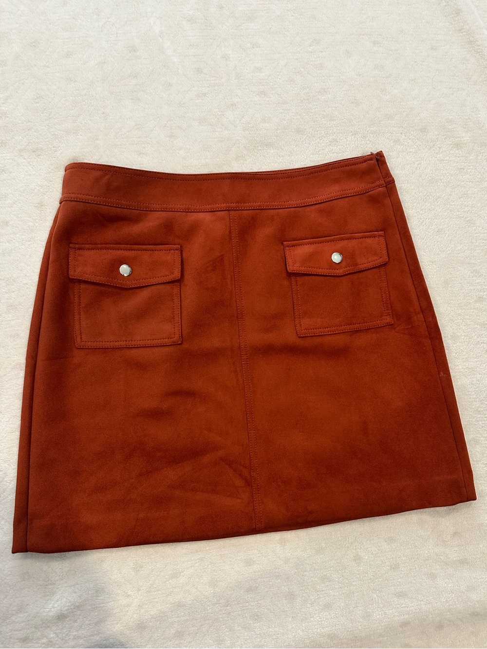 LOFT Rust Mini Skirt with Front Flap Pockets